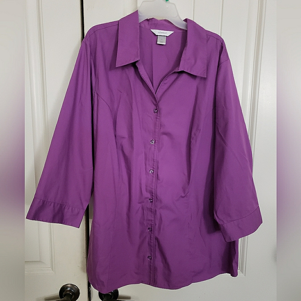 CJ Banks Purple Button Up Blouse 2x